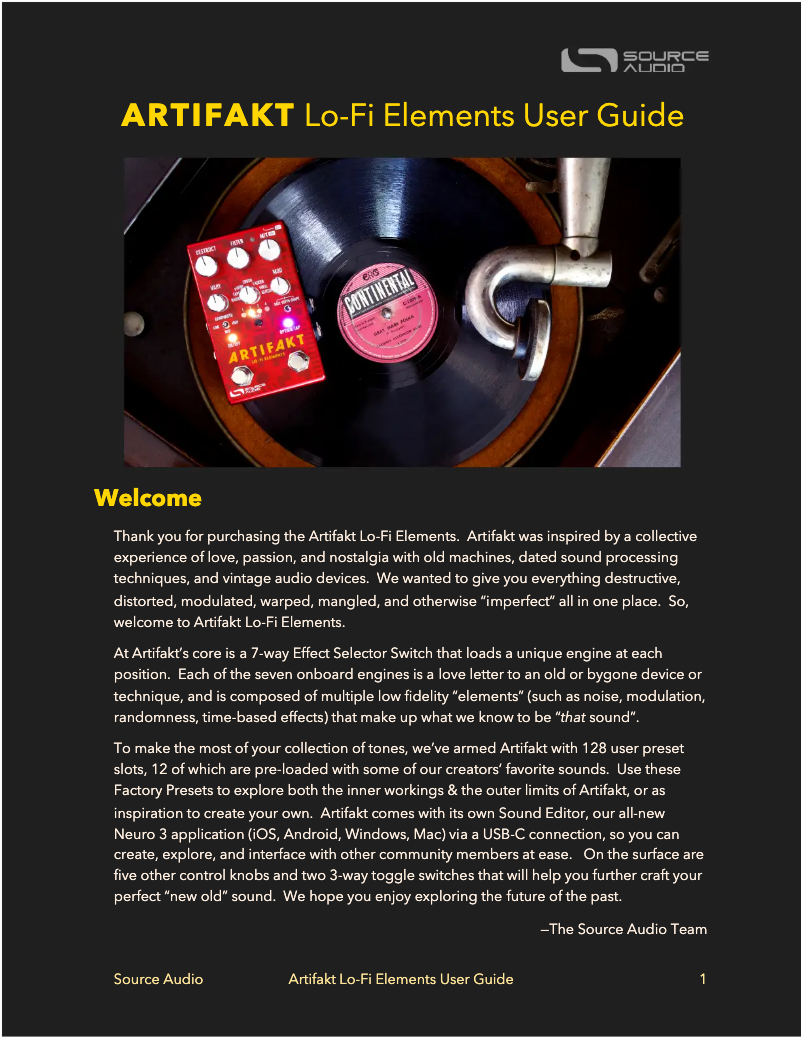 Página 1 del manual Manual de usuario Source Audio Lo-Fi