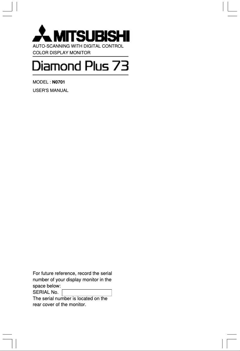 Imagen de la primera página del manual del dispositivo Diamond Plus 73