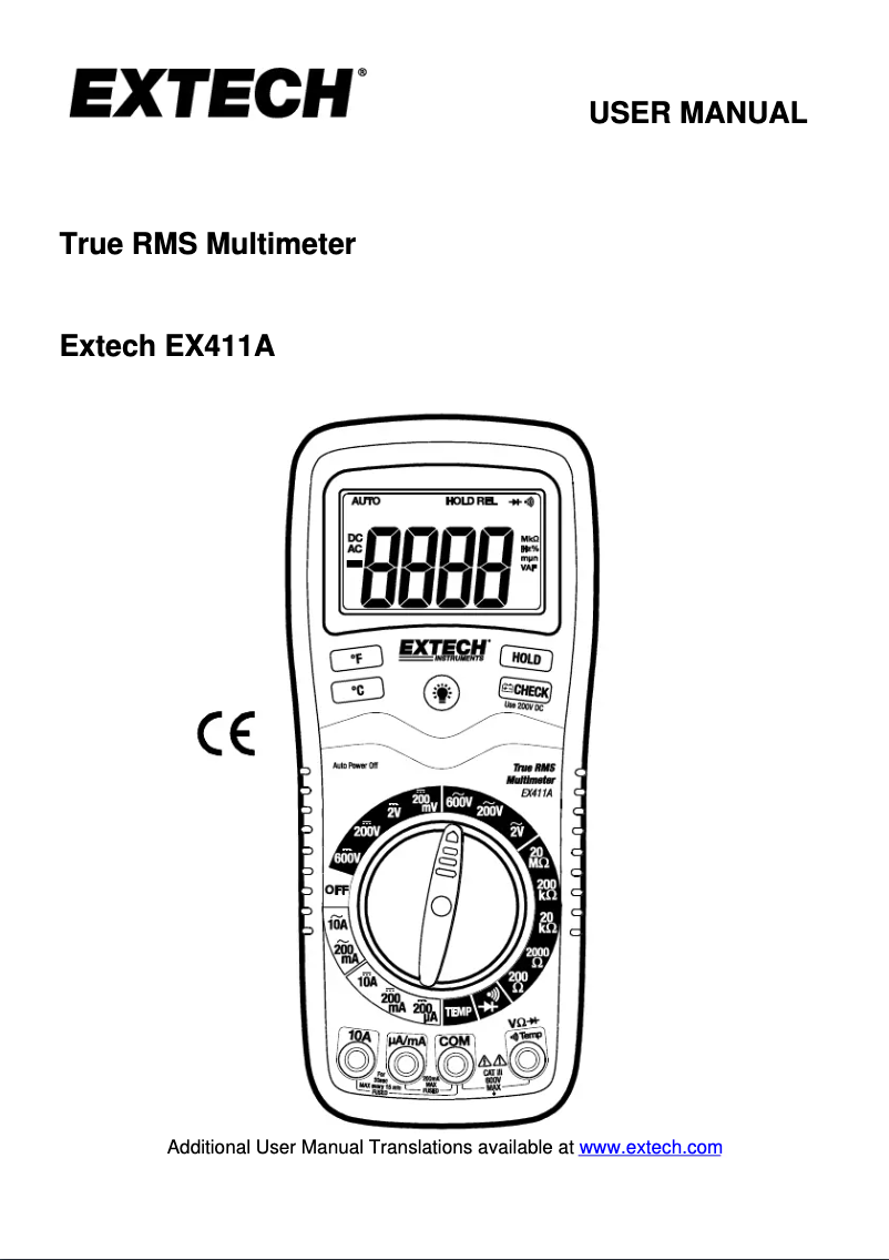 Imagen de la primera página del manual del dispositivo EX411A