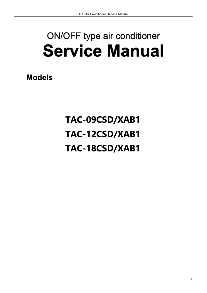 Página 1 del manual Manual de usuario TCL TAC-12CSD/XAC1