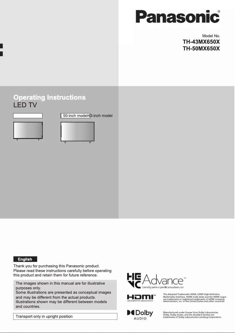 Imagen de la primera página del manual del dispositivo TH-50MX650X