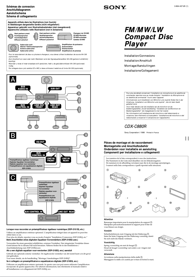 Imagen de la primera página del manual del dispositivo CDX-C880R
