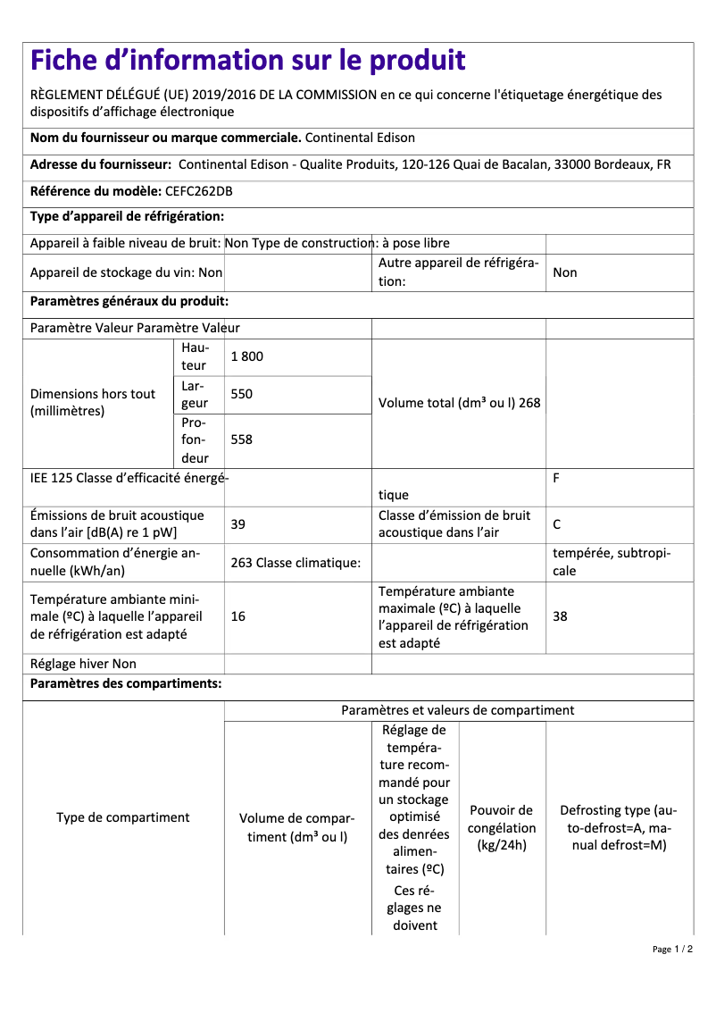 Imagen de la primera página del manual del dispositivo CEFC262DB