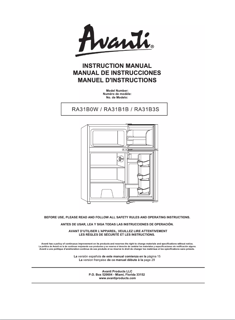 Imagen de la primera página del manual del dispositivo RA31B