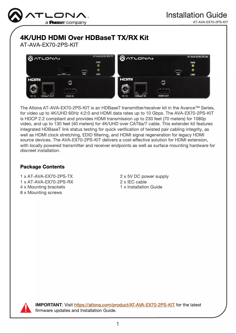 Imagen de la primera página del manual del dispositivo ATAVAEX702PSKIT