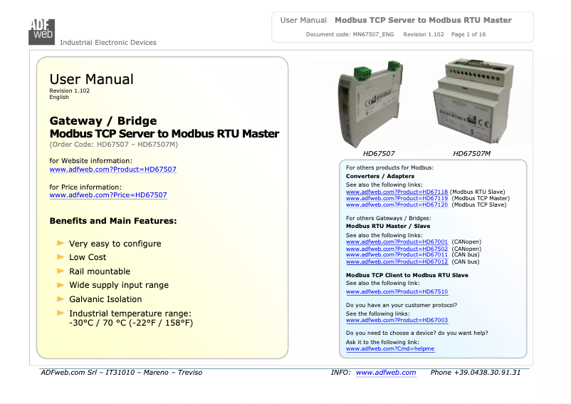 Imagen de la primera página del manual del dispositivo HD67507