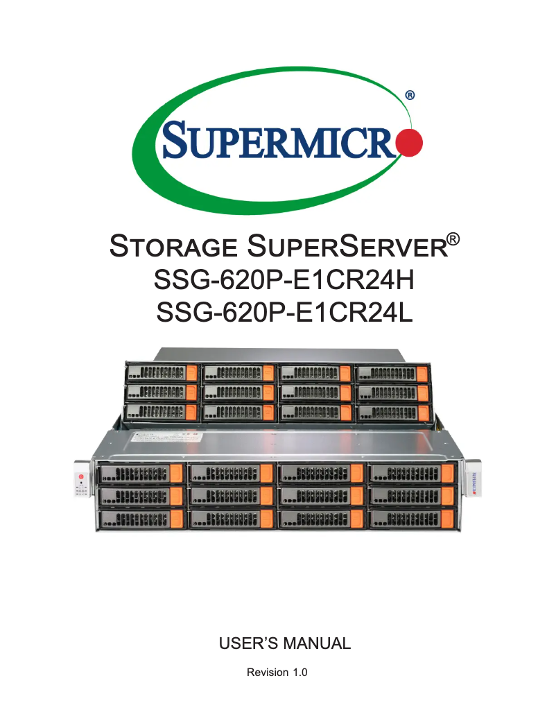 Imagen de la primera página del manual del dispositivo SuperServer SSG-620P-E1CR24L