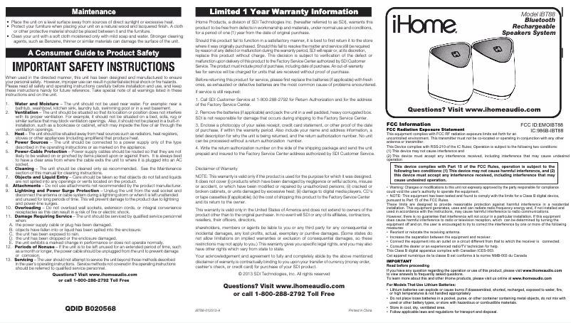 Imagen de la primera página del manual del dispositivo IBT88