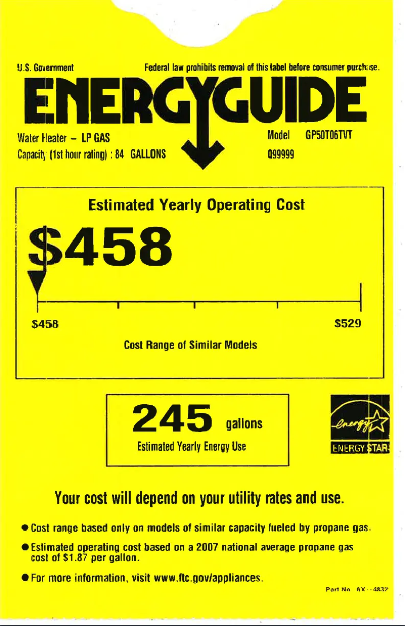 Página nº 1 - Etiqueta energética GE GP50T06TVT