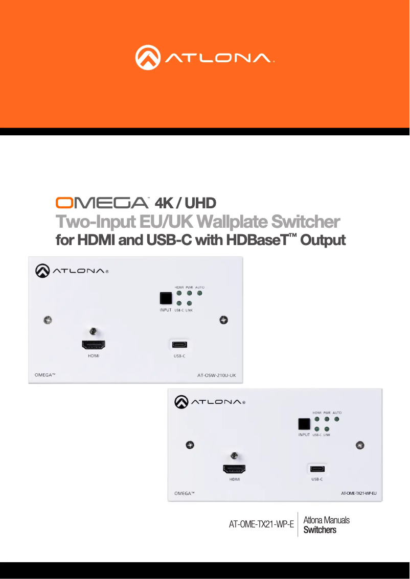 Página nº 1 - Manual de usuario Atlona AT-OME-TX21-WP-E
