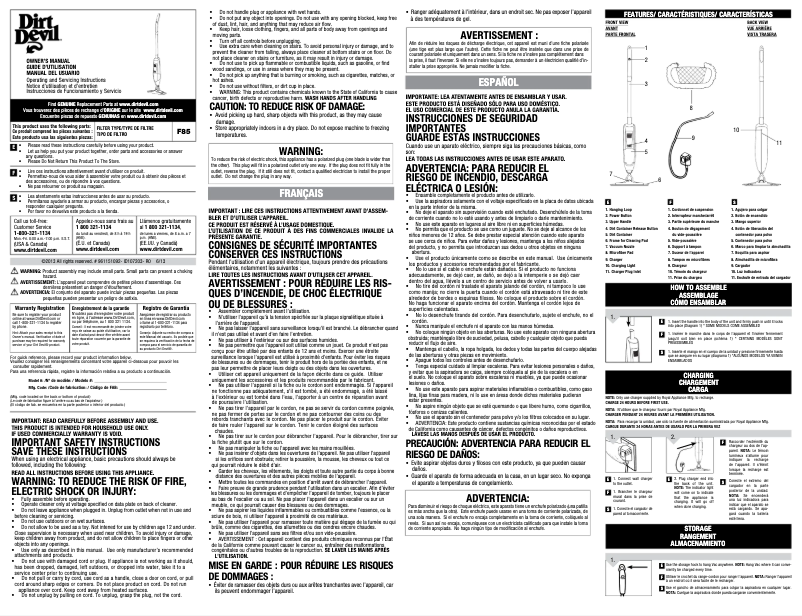 Página 1 del manual Manual de usuario Dirt Devil Dust Cordless