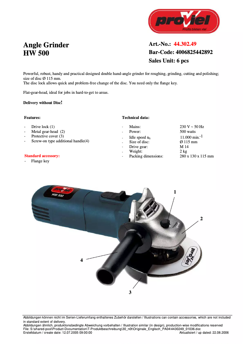 Imagen de la primera página del manual del dispositivo HW 500