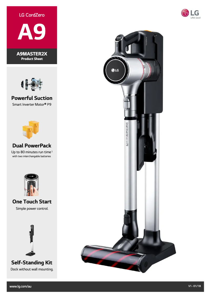 Página 1 del manual Ficha técnica LG CordZero A9 Master 2x