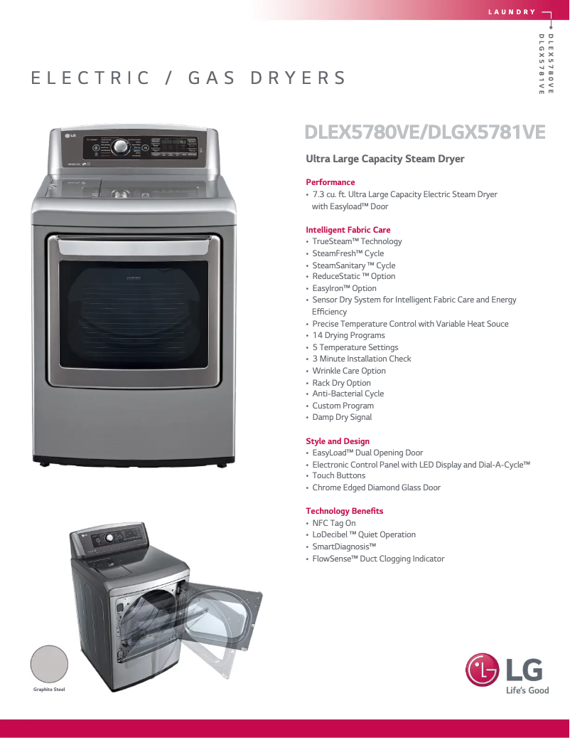 Página 1 del manual Ficha técnica LG DLEX5780VE