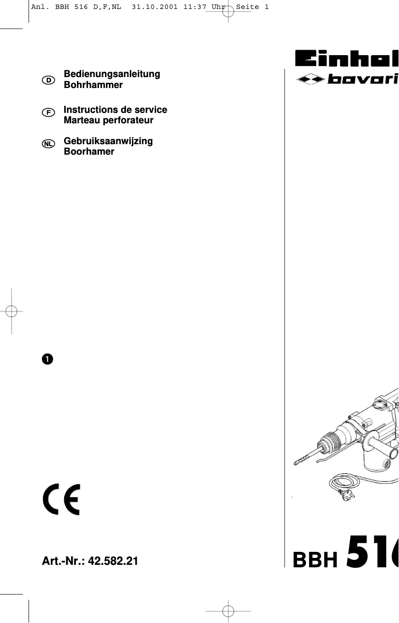 Imagen de la primera página del manual del dispositivo BBH 516