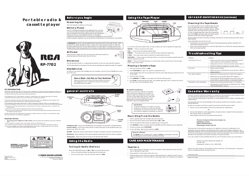 Página 1 del manual Manual de usuario RCA RP7702S