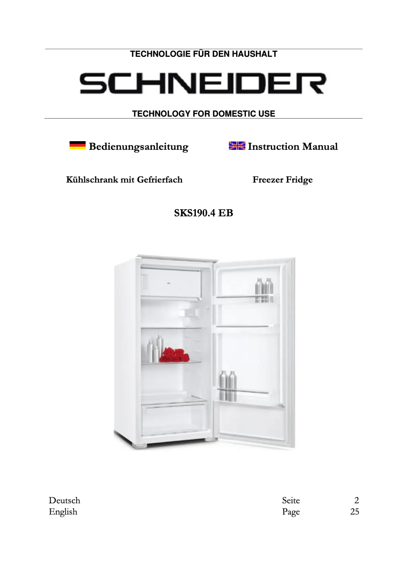 Página 1 del manual Manual de usuario Schneider SKS190.4 EB
