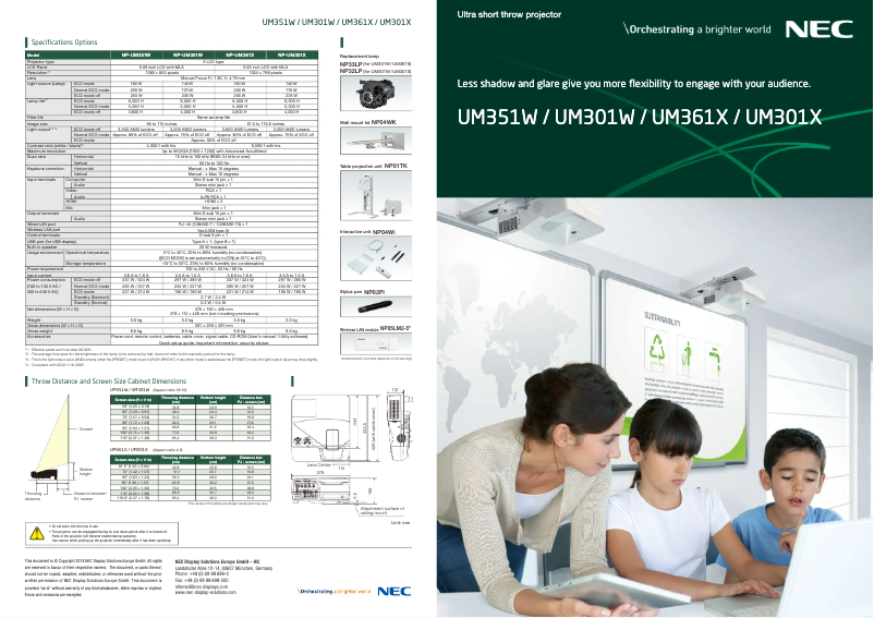 Página 1 del manual Folleto NEC UM361X
