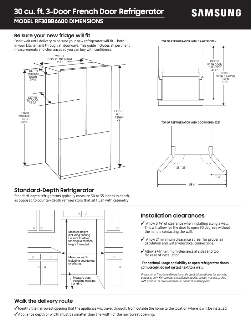 Imagen de la primera página del manual del dispositivo RF30BB660012