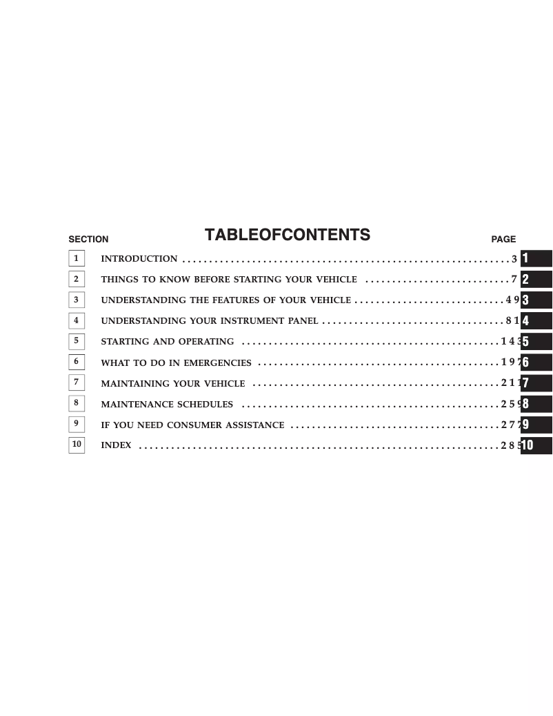 Página 1 del manual Manual de usuario Chrysler Sebring (2006)