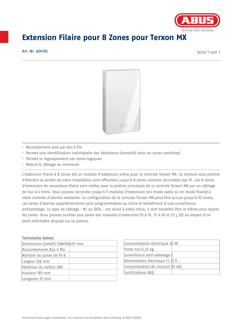 Imagen de la primera página del manual del dispositivo AZ4130