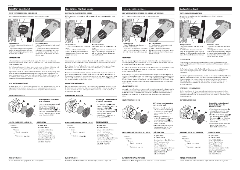 Imagen de la primera página del manual del dispositivo Pro Speed Sensor