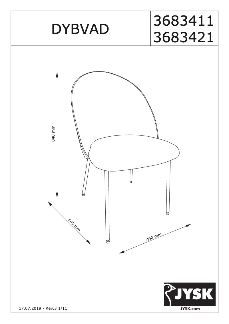 Imagen de la primera página del manual del dispositivo Dybvad