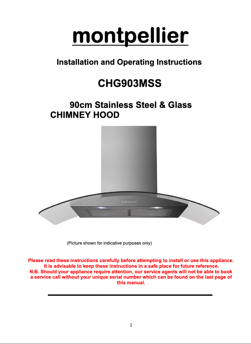 Imagen de la primera página del manual del dispositivo CHG903MSS