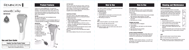 Página 1 del manual Manual de usuario Remington Smooth & Silky WDF4815US