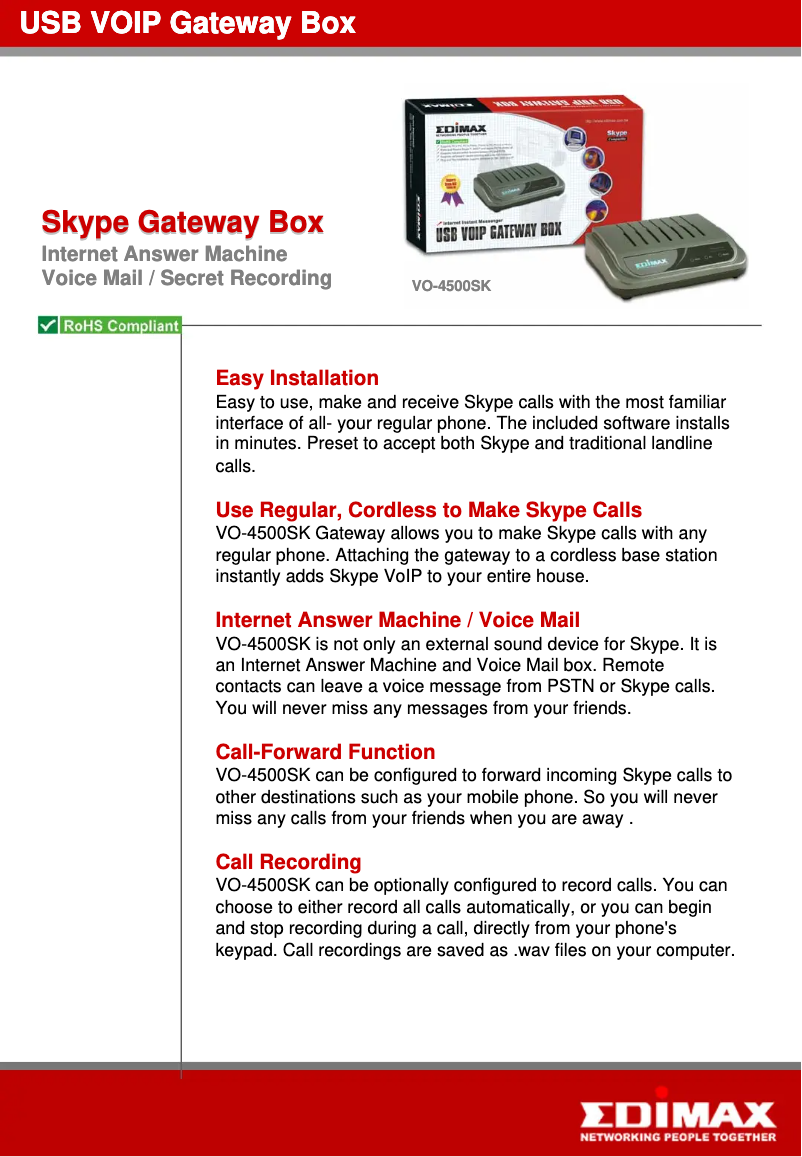 Imagen de la primera página del manual del dispositivo VO-4500SK