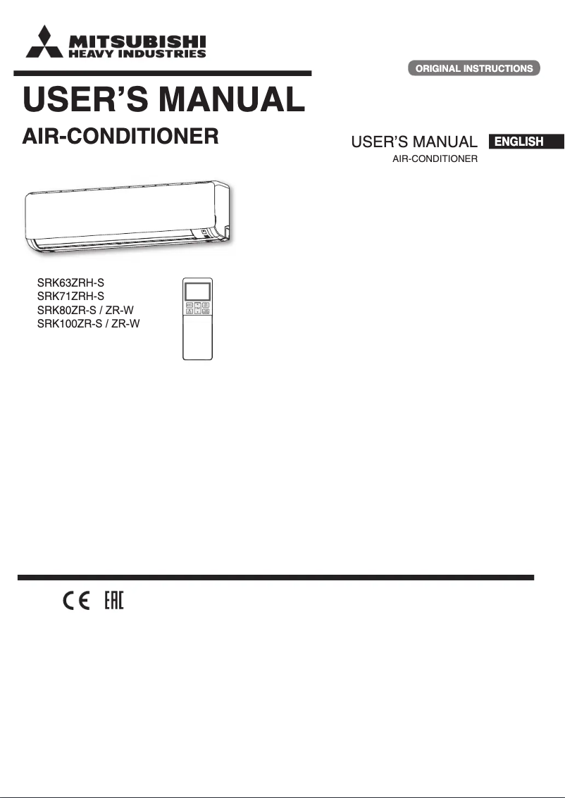 Página 1 del manual Manual de usuario Mitsubishi SRK63ZRH-S