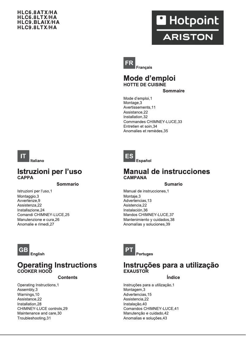 Página 1 del manual Manual de usuario Hotpoint Ariston HLC 9.8 LT X/HA