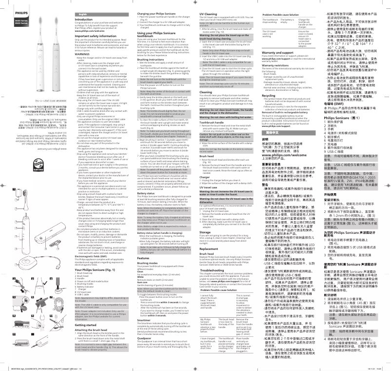 Imagen de la primera página del manual del dispositivo Sonicare 3500 Series HX2451
