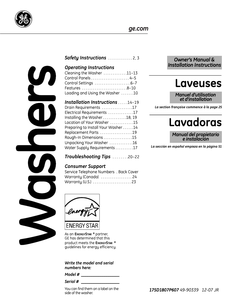 Imagen de la primera página del manual del dispositivo WCVH6800JMV