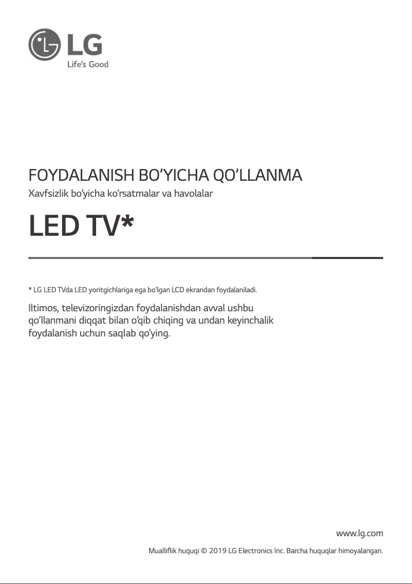 Imagen de la primera página del manual del dispositivo 65UM7300PLB