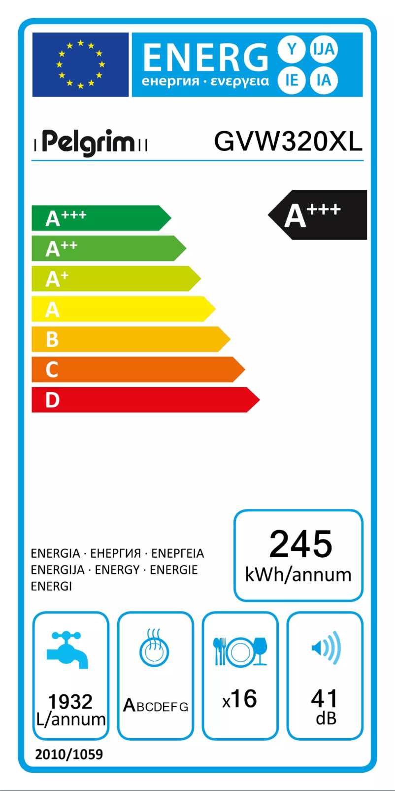 Página nº 1 - Etiqueta energética Pelgrim GVW320XL