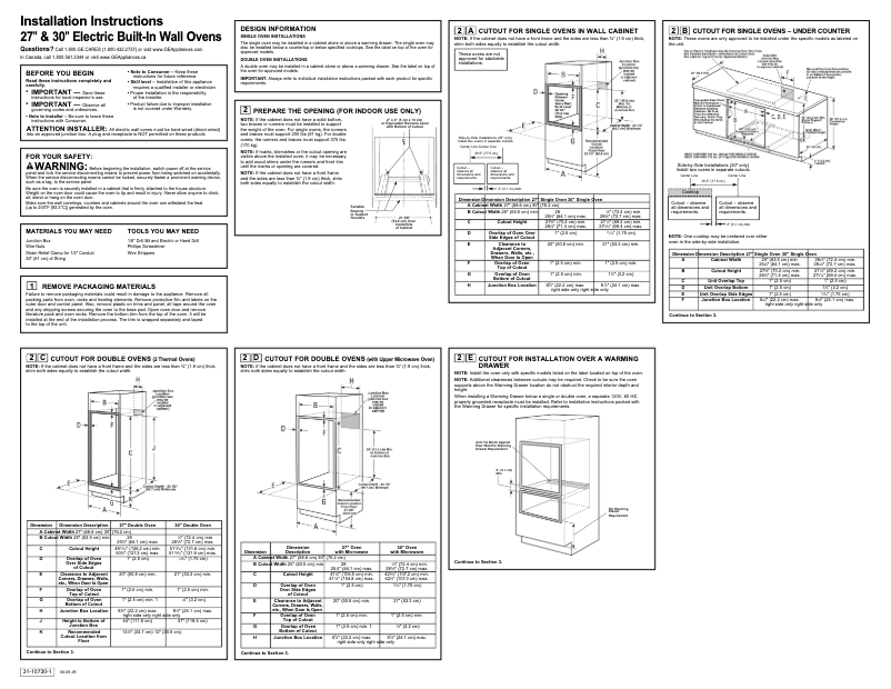 Página 1 del manual Guía de instalación GE JTP75SPSS