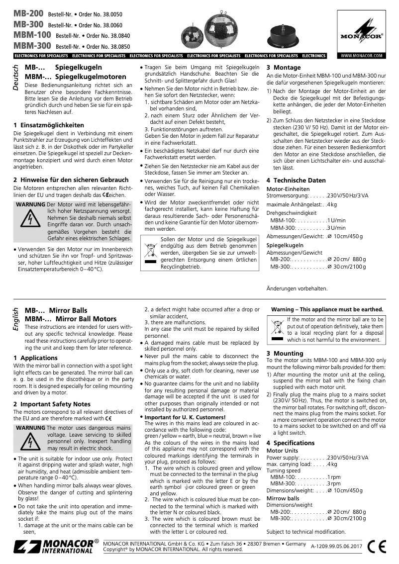 Imagen de la primera página del manual del dispositivo MBM-100