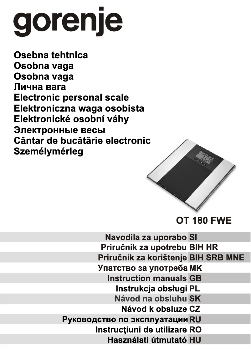Imagen de la primera página del manual del dispositivo OT180FWE