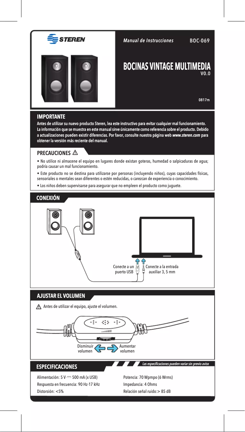 Imagen de la primera página del manual del dispositivo BOC-069CCA