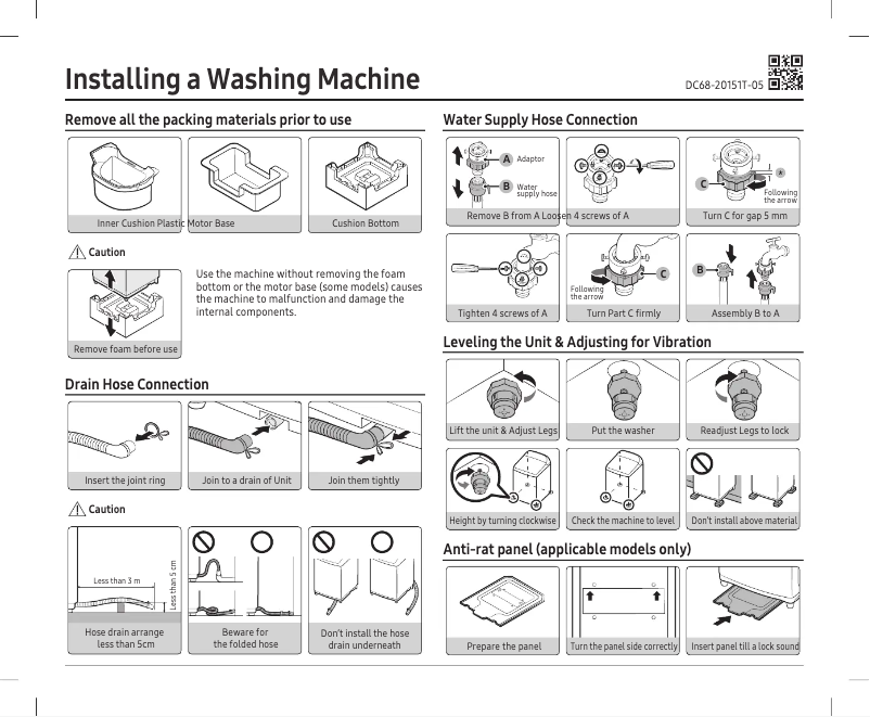 Página 1 del manual Guía de instalación Samsung WA90T5260BY