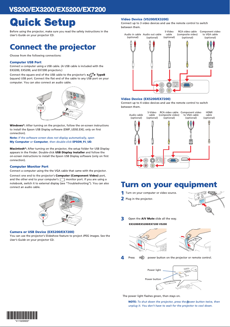 Imagen de la primera página del manual del dispositivo EX5200