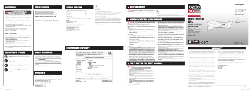 Imagen de la primera página del manual del dispositivo PXMFTS-100U