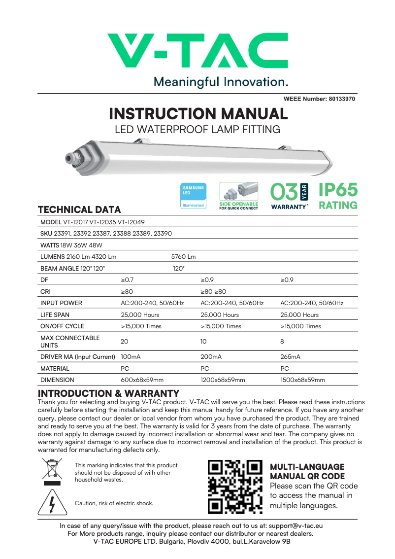 Página 1 del manual Manual de usuario V-TAC VT-12017