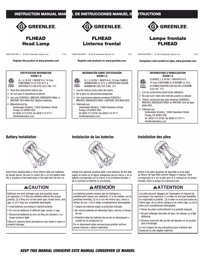 Imagen de la primera página del manual del dispositivo FLHEAD