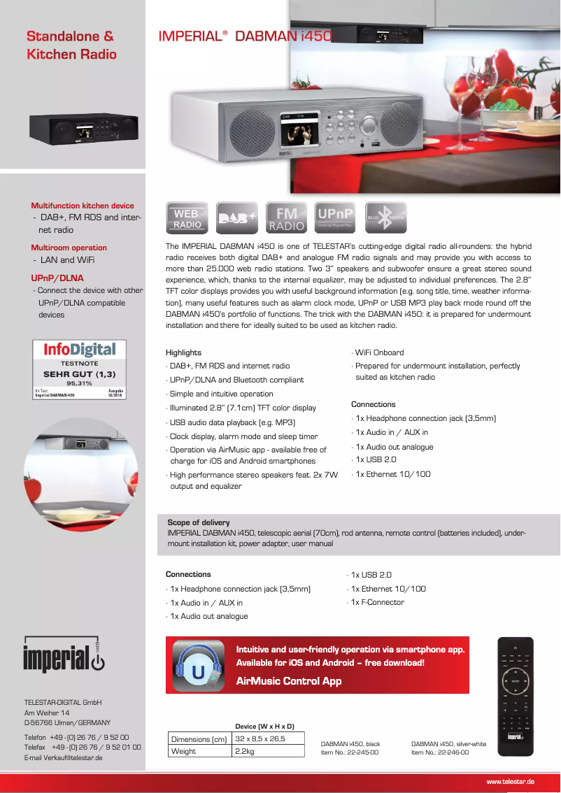 Imagen de la primera página del manual del dispositivo Dabman i450