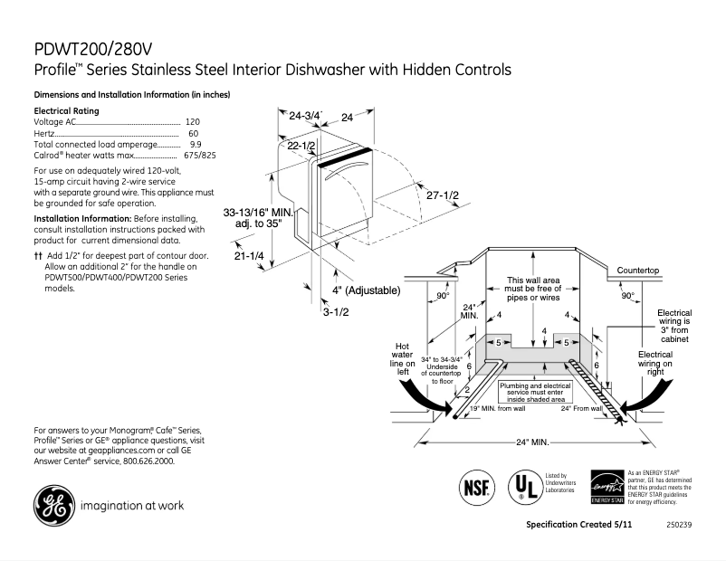 Imagen de la primera página del manual del dispositivo Profile PDWT200VBB