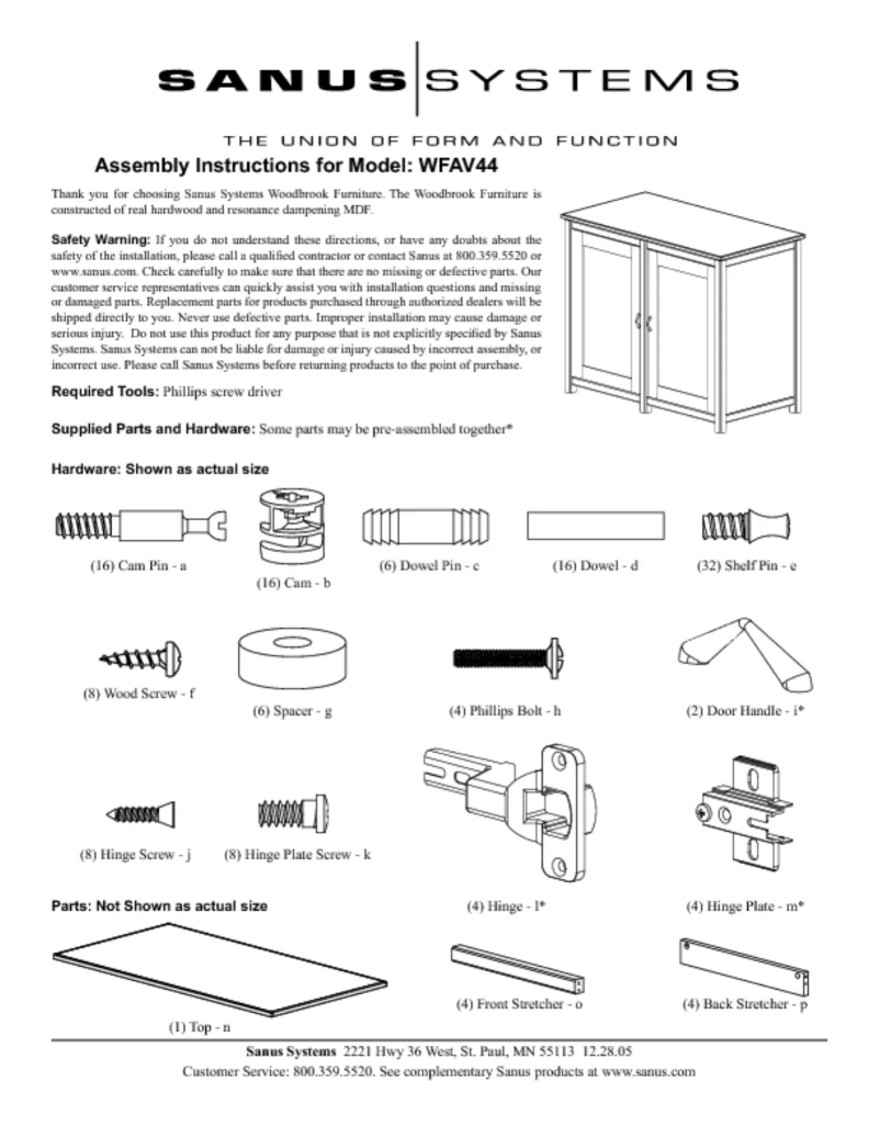 Página 1 del manual Manual de usuario Sanus WFAV44