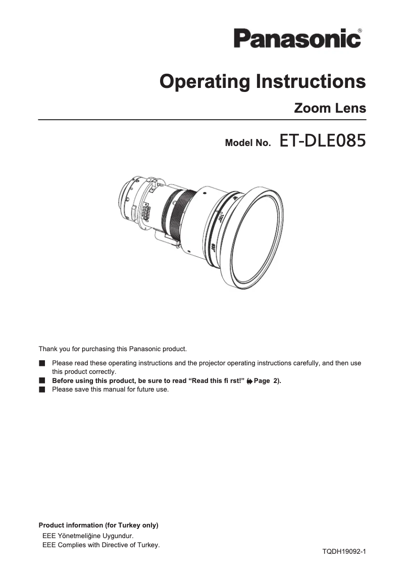 Imagen de la primera página del manual del dispositivo ET-DLE085