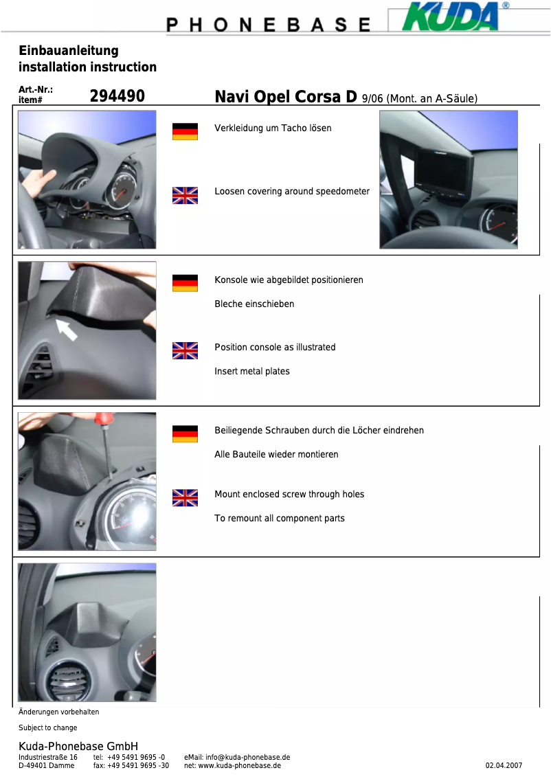 Imagen de la primera página del manual del dispositivo 294495